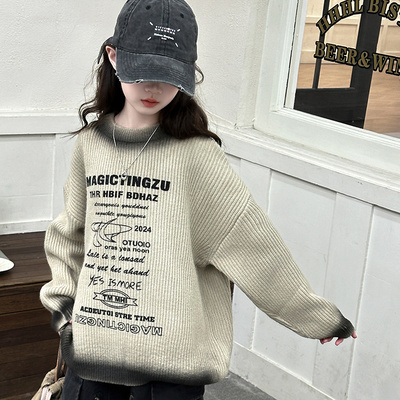 女童秋冬套装时尚中大童宽松毛衣