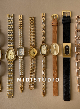 MIDI 金色复古vintage高级感手表女小众设计轻奢时尚气质精致女表