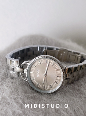 MIDI 高级感银灰色手表女款小众时尚大气通勤百搭女士石英表女表