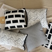 客厅轻奢复古黑白雪尼尔抱枕单独套子床沙发后靠背垫飘窗抱枕套装