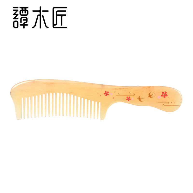 谭木匠正品羊角梳燕语衔春女士长发专用蓬松头皮经络按摩可定制
