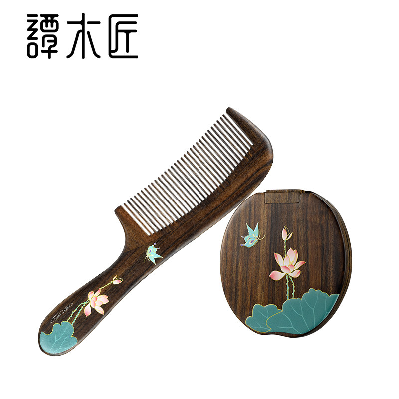谭木匠原木梳镜天然手工图片