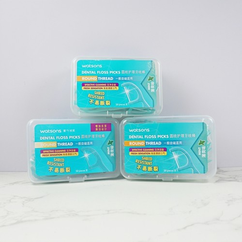 屈臣氏圆线护理牙线棒牙齿护理清洁适合一般齿缝口腔牙缝薄荷味