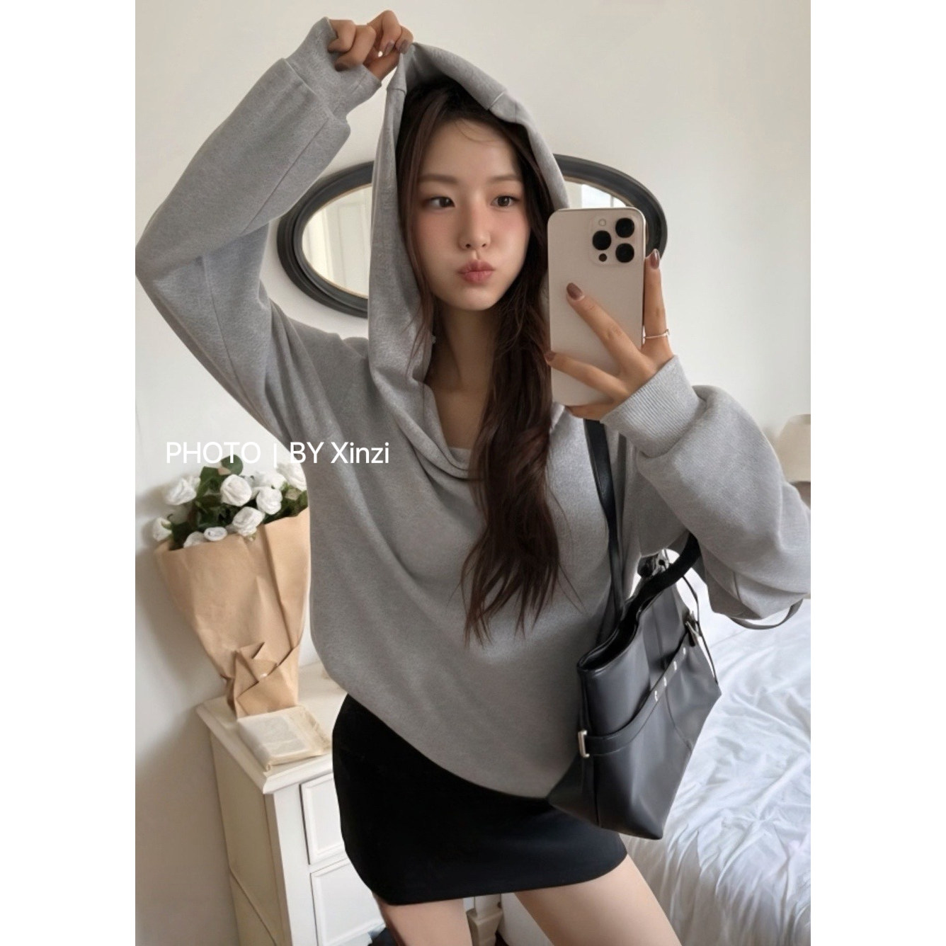 辛子韩国代购韩式慵懒风大翻领卫衣女宽松时尚百搭显瘦休闲上衣