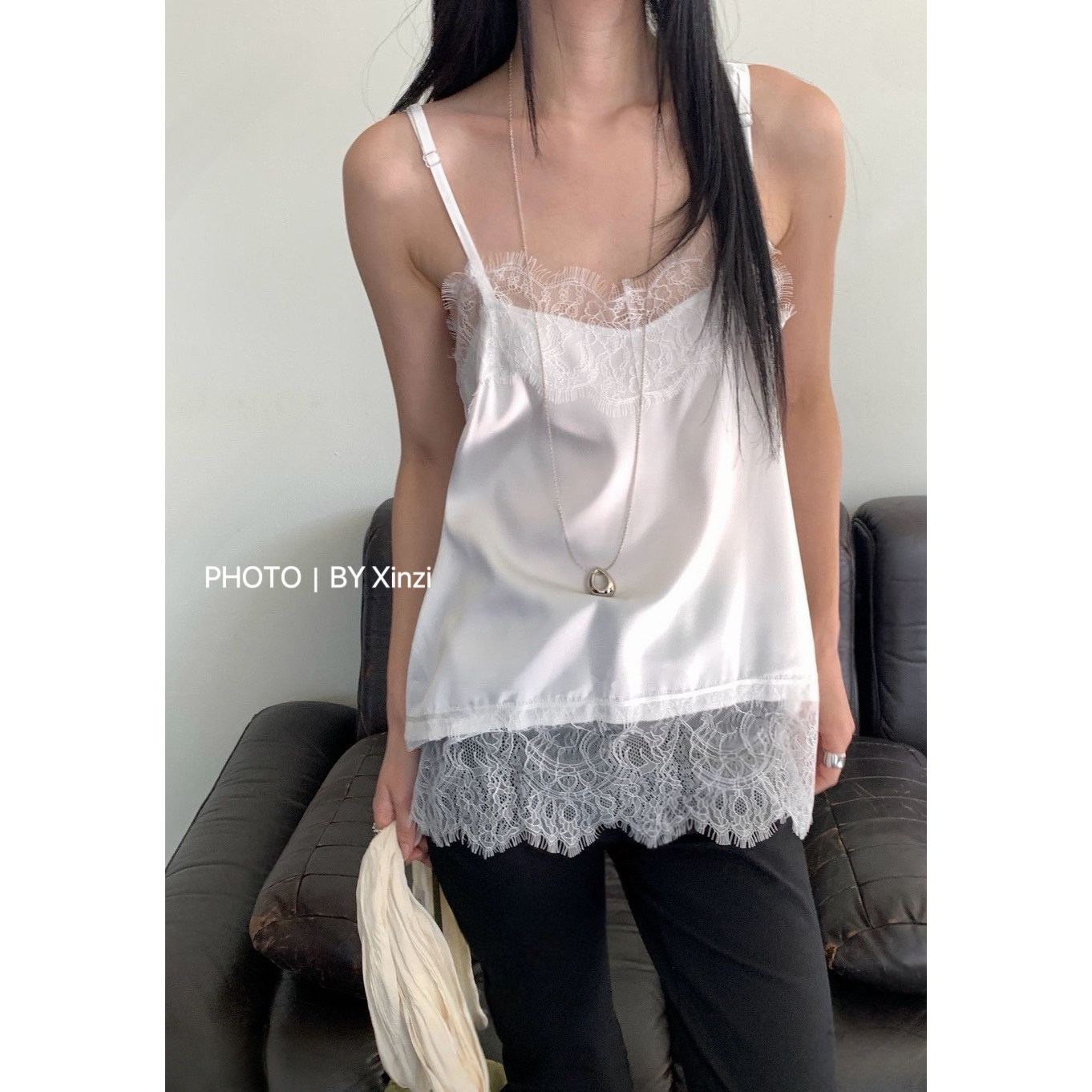 夏季辣妹风蕾丝挂脖吊带背心