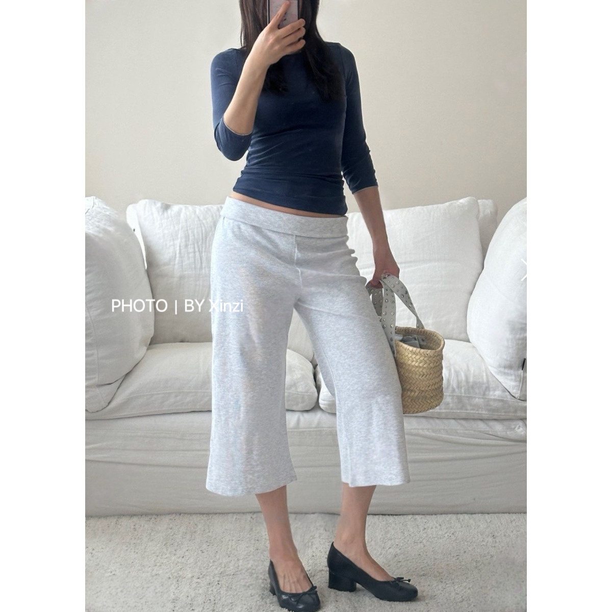 夏季韩系高腰通勤直筒七分裤女