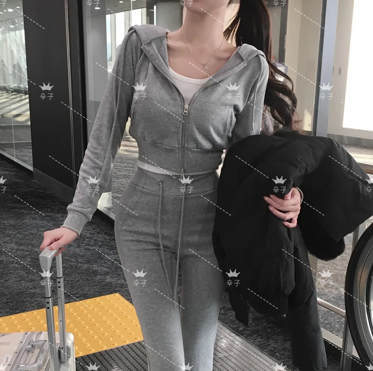 韩国代购连帽卫衣休闲裤套装女