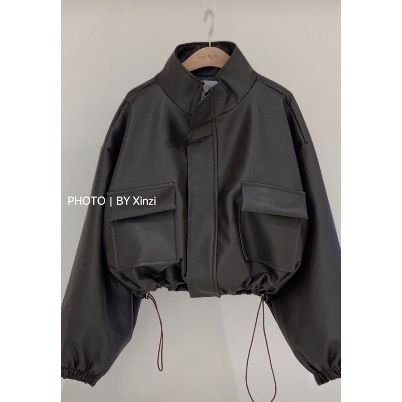 辛子韩国代购美式复古风宽松皮衣女春季机车服短款夹克外套高级感