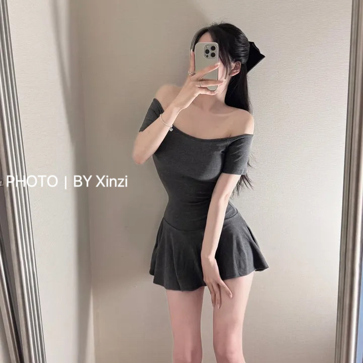 法式短袖收腰显瘦包臀连衣裙