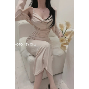 两件套装 优雅气质吊带连衣裙开衫 女显身材长裙 法式 辛子韩国代购