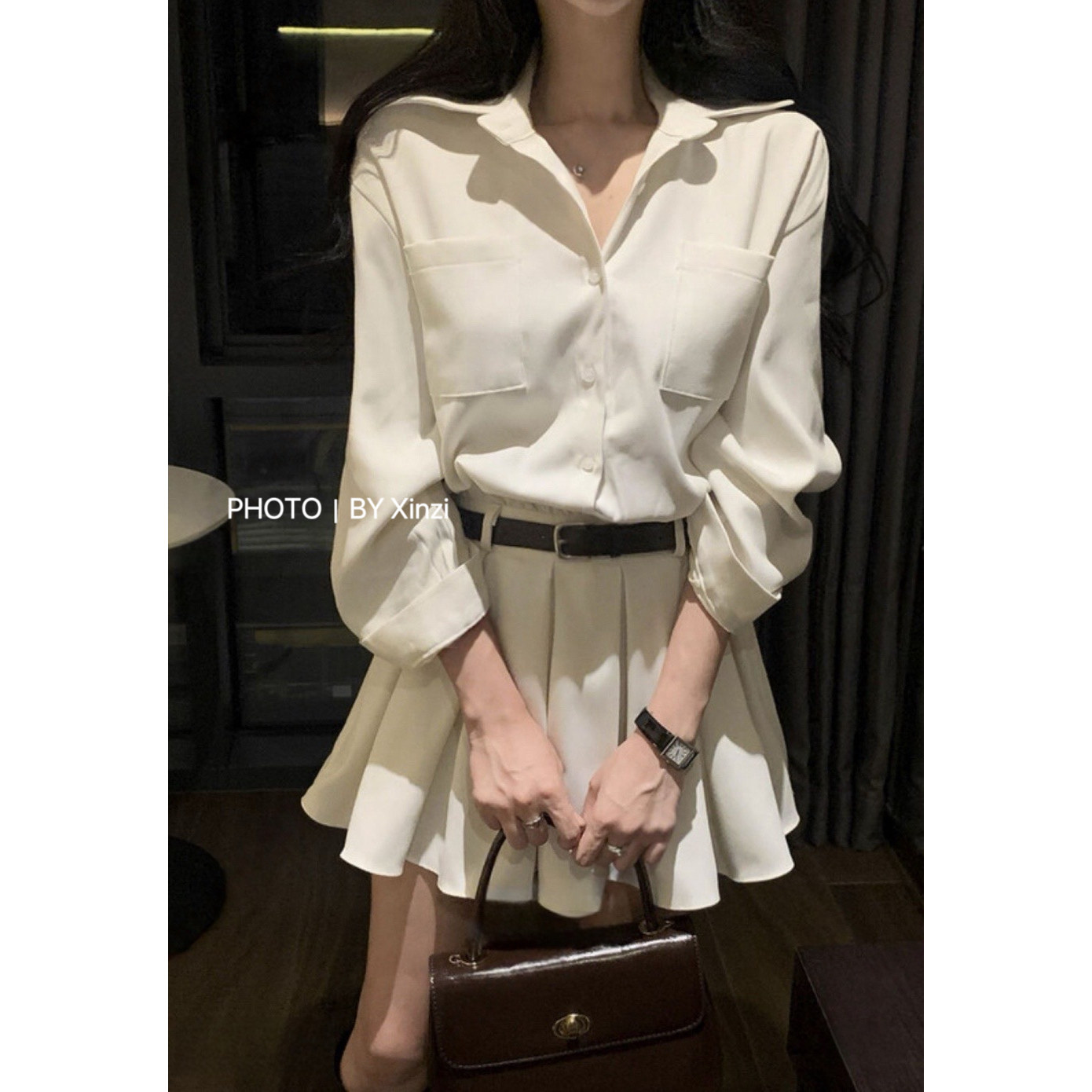 辛子韩国代购韩系时尚减龄翻领衬衫百褶半身裙优雅气质女两件套,女装/女士精品,时尚套装,淘宝优惠券,粉丝福利购,淘宝优惠卷
