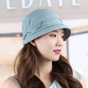 2025年日系小盆帽圆顶渔夫帽遮阳帽防晒帽褶皱休闲棉布帽青年帽子