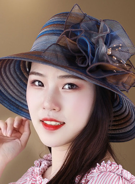 新款女帽防晒帽纱帽防风绳帽帽子