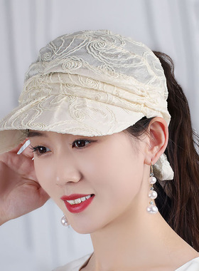 26年夏季亮片绣花扎马尾帽女帽薄款透气帽登山女帽韩版帽空顶帽子