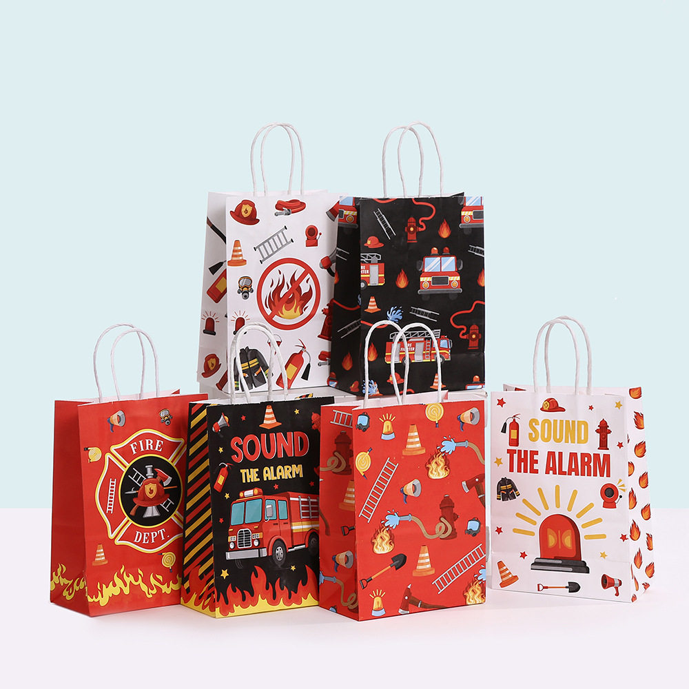 卡通消防车手提袋可爱礼品袋派对礼物包装袋牛皮纸袋商场购物袋子,包装,纸手提袋,淘宝优惠券,粉丝福利购,淘宝优惠卷