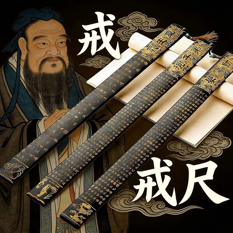 特色手工艺竹雕工艺戒尺教鞭家用竹条特色手艺品竹制黑戒尺教师女