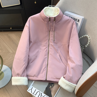 羊羔毛外套女显瘦短款加绒保暖新款冬季宽松高级感小个子棉衣女袄