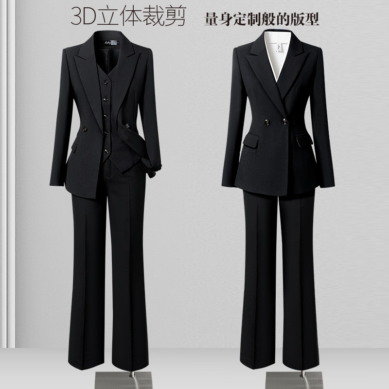 黑色西装套装女2025新款春秋高级感职业正装OL通勤上班西服工作服