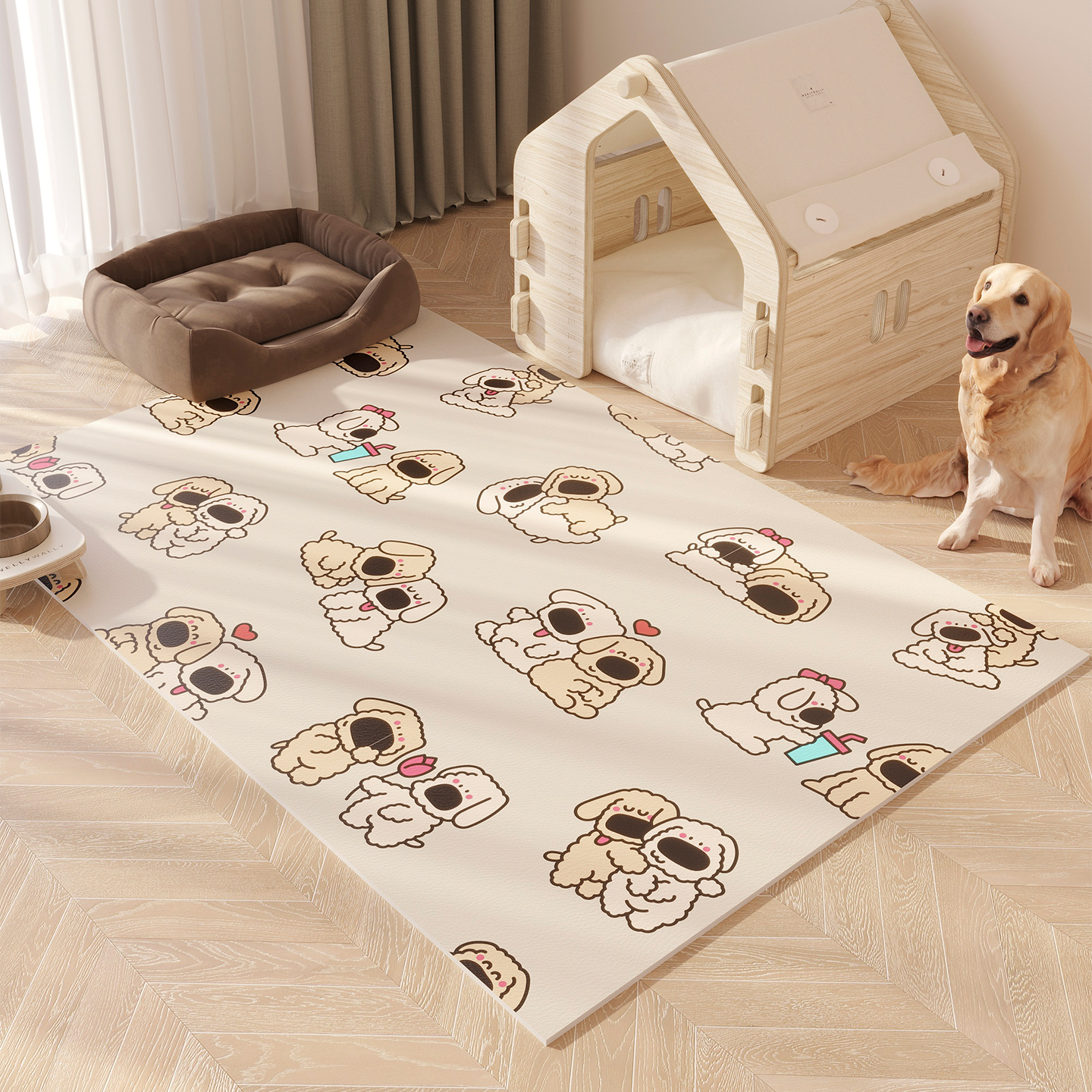 宠物地垫防水防尿pvc养狗专用围栏地毯狗狗猫咪餐垫子防滑狗笼垫