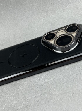 适用华为Pura 80 Pro手机壳黑色闪电细圈磁吸皮纹mate70保护套男女Mate 60 PROP80UItra高级感70pro硬P70