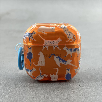 趣味橘色猫咪半透适用华为freeclip2保护套Freebudspro4耳机壳freebuds6i硅胶5i无线pro3蓝牙se2/se3/7i
