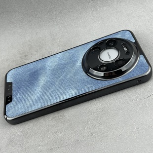 适用华为mate80Promax手机壳蓝色牛仔纹电镀mate70Pro精孔保护套新款苹果17PromaxMate60pro高级感Pura80Pro