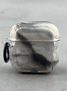 灰色大理石半透适用华为freeclip2保护套Freebudspro4耳机壳freebuds6i硅胶5i无线pro3蓝牙se2/se3/7i