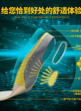 抗扭防护运动鞋垫足弓支撑减震吸汗透气羽毛球军训aj篮球鞋垫