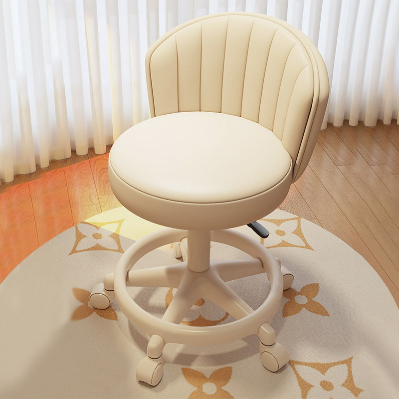 化妆凳奶油风女生梳妆台椅子卧室旋转衣帽间滑轮凳子网红美甲坐凳