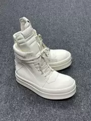 Ydyj Rick Ro Pure White Thick-Soled Inverted Triangle Independent Line Milk-Scented Sole High Street High-Top Owen Sneakers