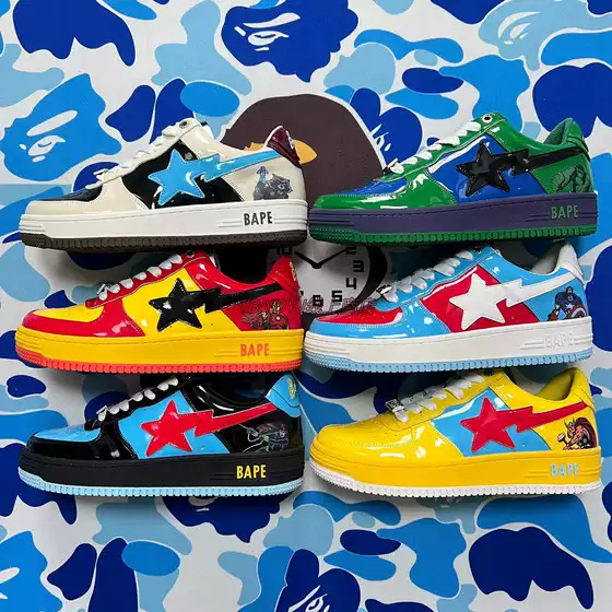 Bapesta X Marvel Avengers Vibe Trendy Wear-Resistant Low-Top Sports Casual Sneakers