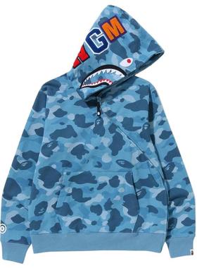 代购A BATHING APE男卫衣连帽衫迷彩潮流服饰街头休闲蓝色运动服