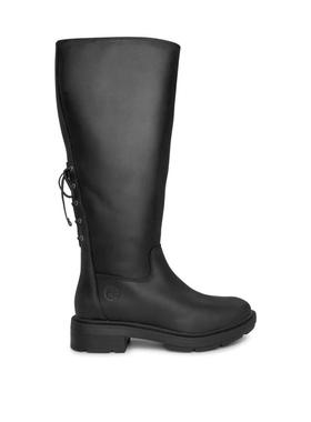 代购TIMBERLAND添柏岚女士长筒靴防水耐用防滑耐磨黑色系带拉链