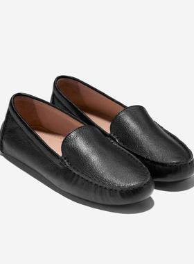 代购Cole Haan女士乐福鞋舒适软底轻便易穿脱黑色皮革套脚圆头