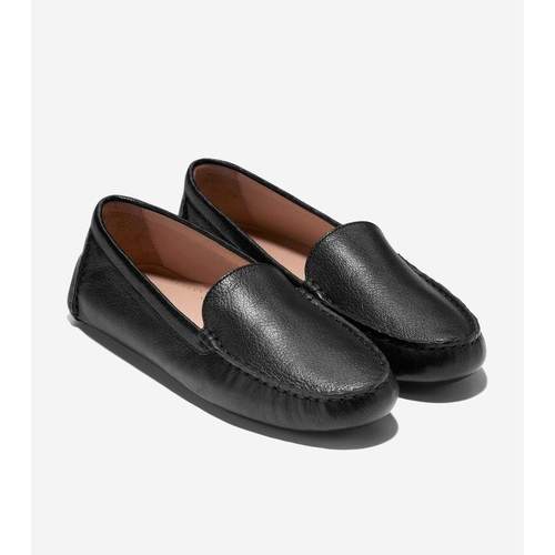 代购Cole Haan女士乐福鞋舒适软底轻便易穿脱黑色皮革套脚圆头