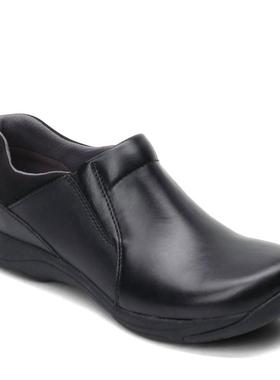 代购dansko女士乐福鞋舒适透气轻便耐用黑色圆头套脚皮革休闲