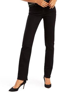 代购Levis李维斯女士牛仔裤修身耐用黑色高腰通勤日常直筒裤