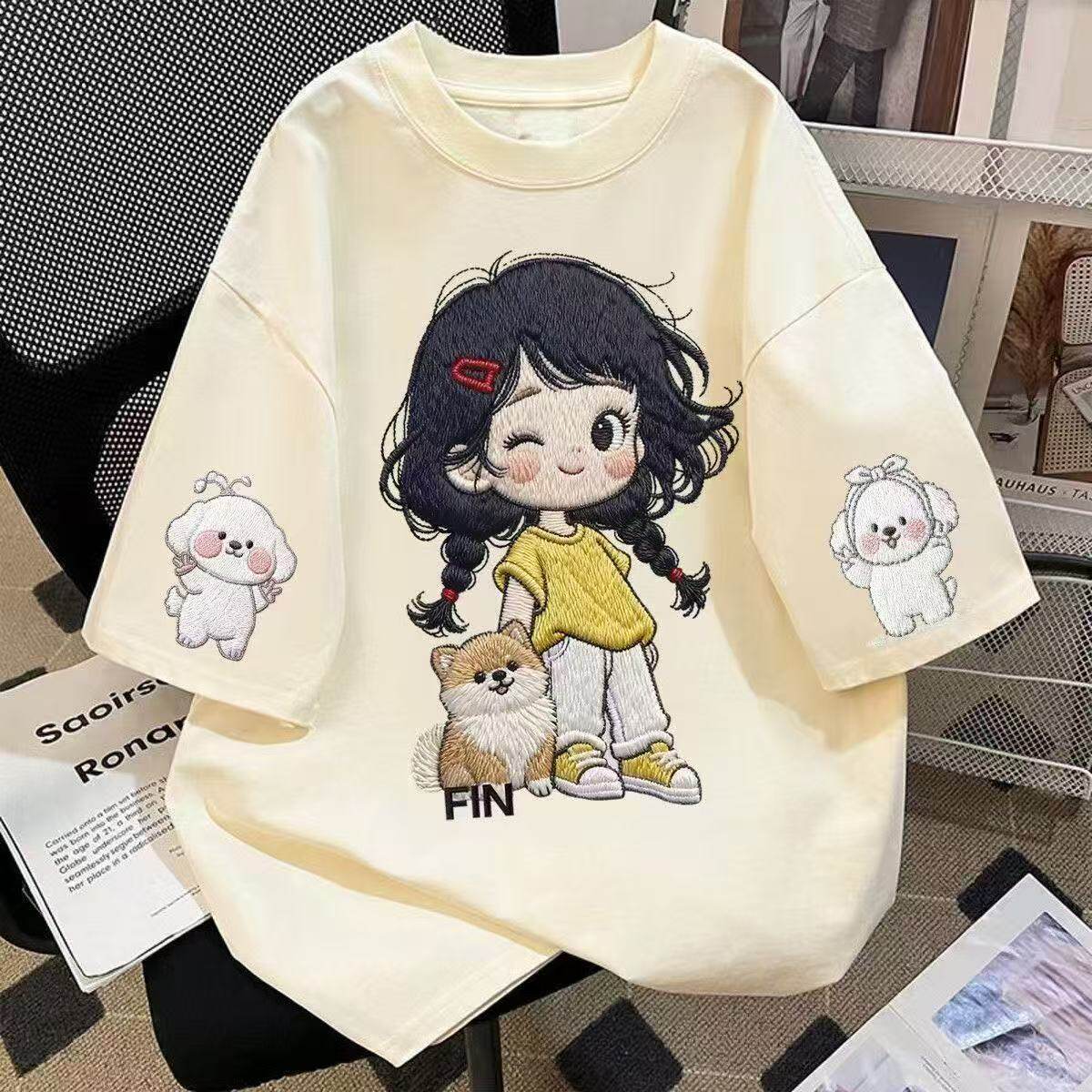 女童纯棉短袖t恤2026夏季新款中大童百搭宽松时尚潮流半袖打底衫