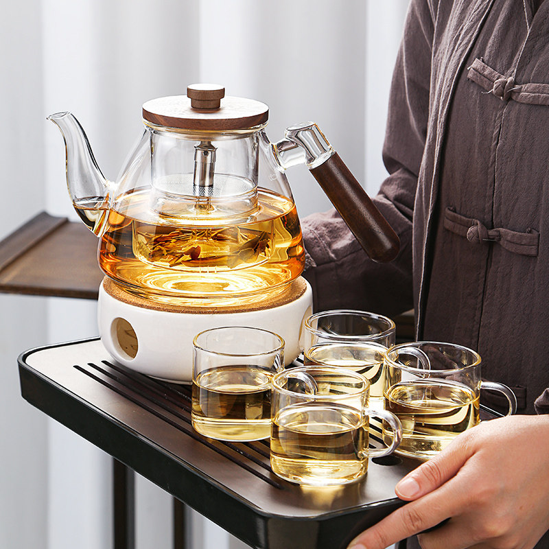 定制玻璃煮茶壶耐高温加厚蒸煮两用泡茶壶泡茶器喷淋式电陶炉套装