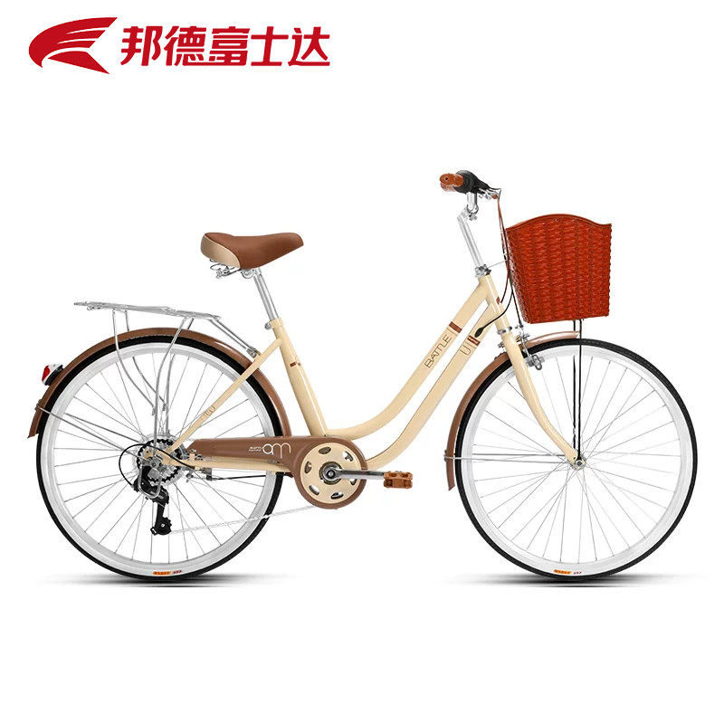 官方旗舰店富士达自行车女式款学生代步超轻便通勤买菜车复古单车