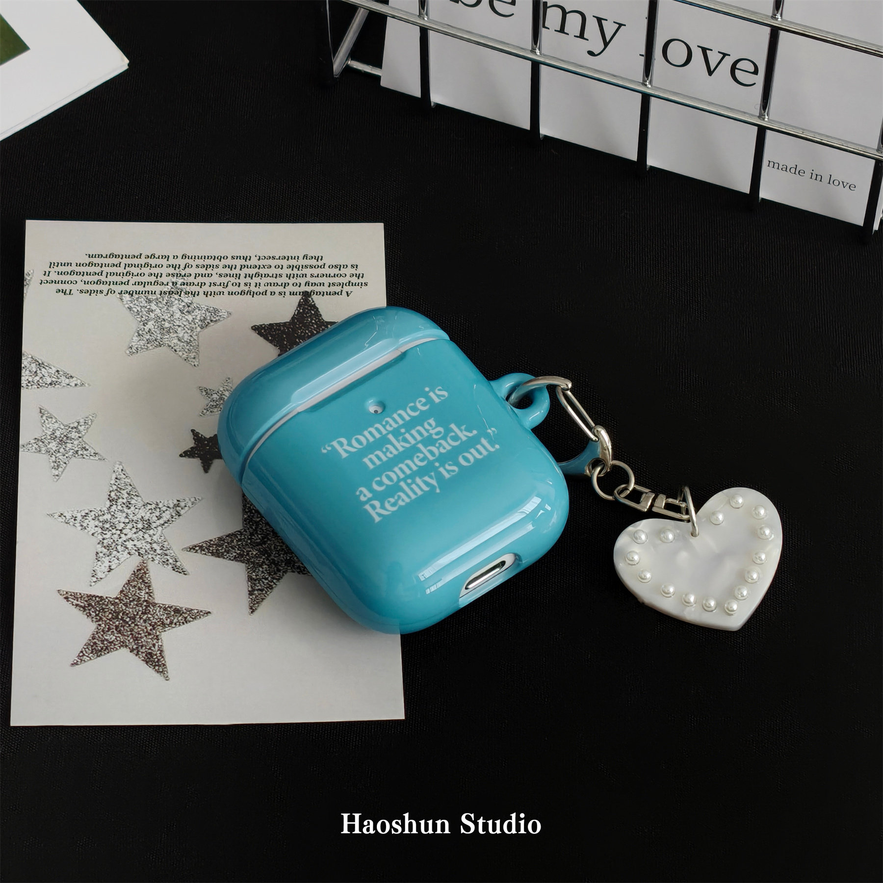 湖绿英文适用于Airpods保护套airpods4耳机套aipods二代无线蓝牙ipods/airpod3pro代韩ins风光面菲林耳机壳