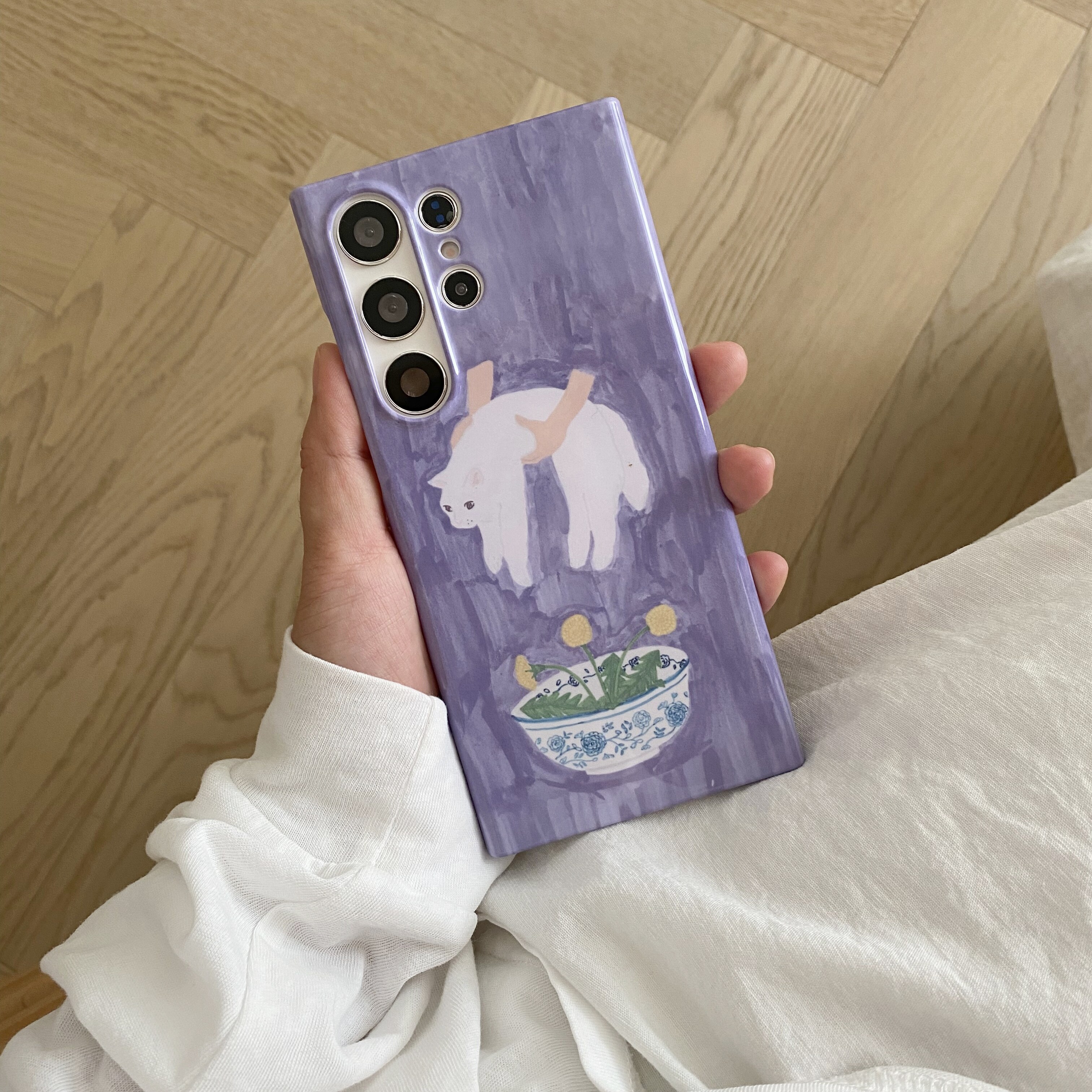 抱猫适用于三星S22Ultra光面菲林手机壳S23+小众S21Ultra/s25ultra硬壳s21+手机壳S25+/s23ultra创意小众ins