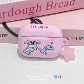 音符海豚适用于Airpods4代保护套airpods2耳机套AirPods pro2蓝牙AirPodspro3代光面菲林硬耳机壳AirPods4代