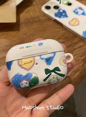 蜡笔兔子适用于Airpods4保护套airpods2耳机套aipods3二代无线蓝牙ipods/airpodpro2代韩ins风菲林耳机壳pro