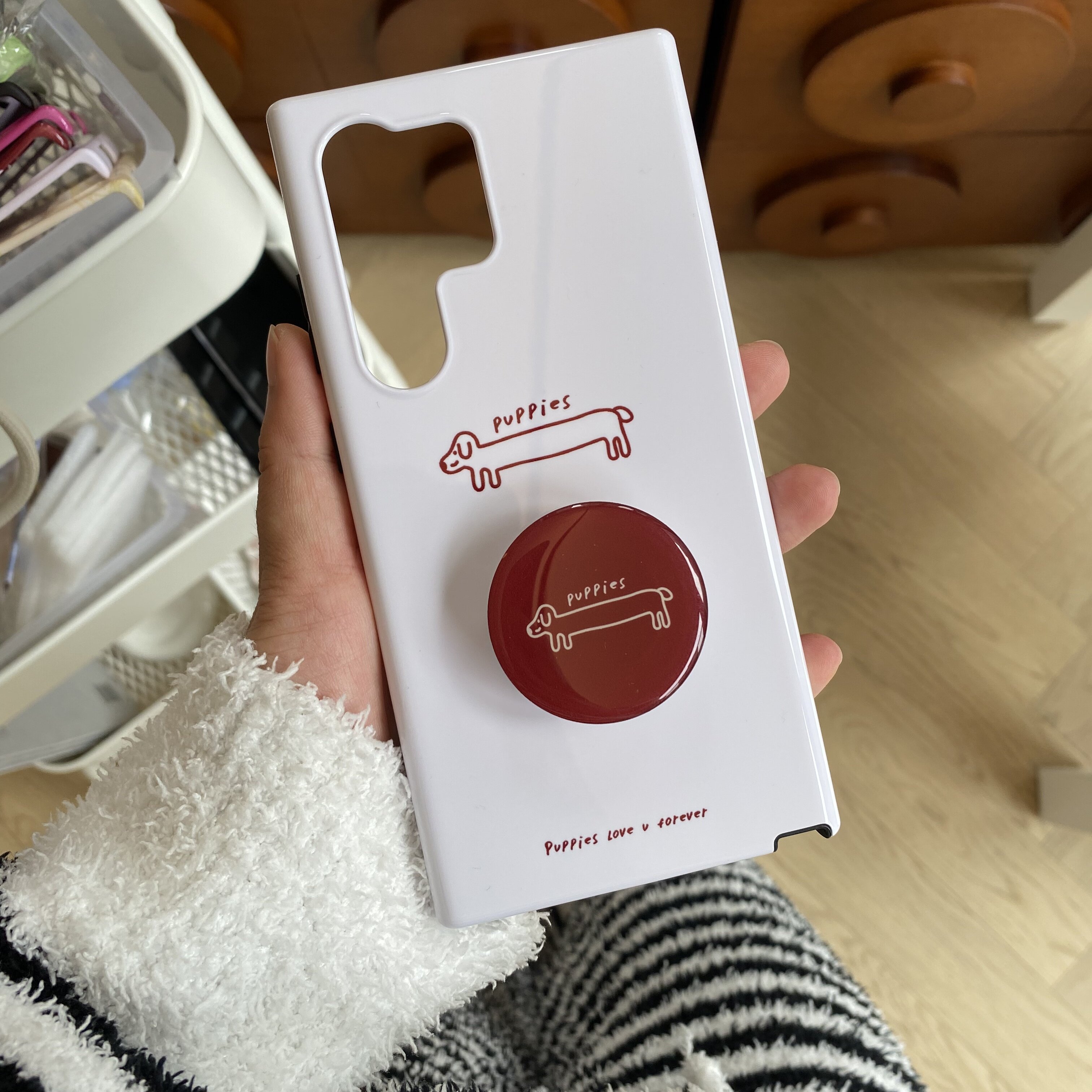 长条小狗适用于三星S25Ultra艺术菲林硬壳S22+小众设计S21Ultra半包s23+手机壳S21光面女款新款ins保护套s24+