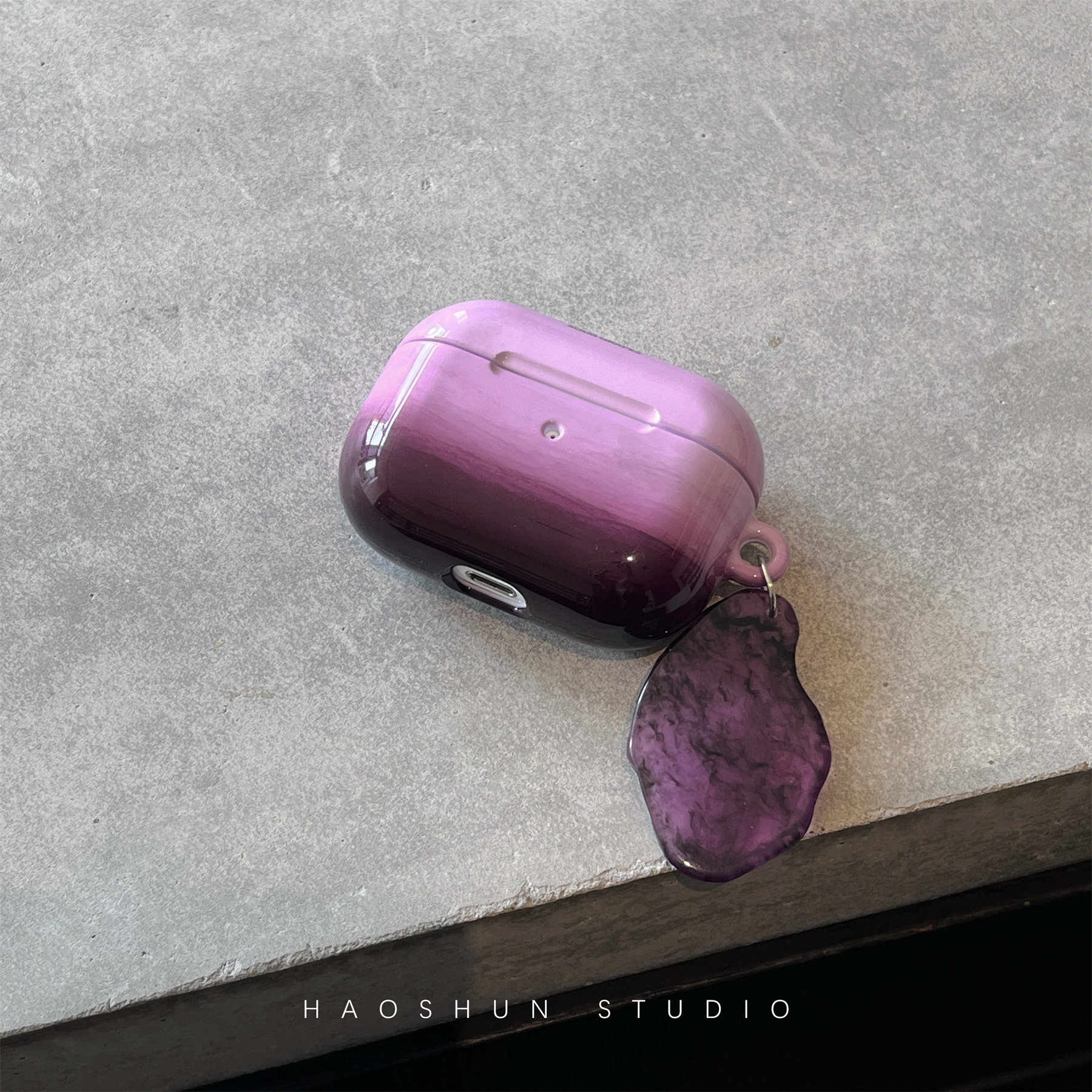 紫墨晕染适用于AirPodspro3耳机套光面菲林AirPods3代硬壳防摔创意个性airpods4蓝牙耳机保护套小众airPods2