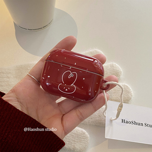 线条兔适用于Airpods4保护套airpods2耳机套aipods3代蓝牙AirPodspro第三代AirPodspro2韩ins风菲林耳机壳