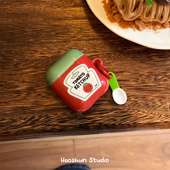 番茄沙司适用于Airpodspro3保护套AirPods4耳机套aipods2 AirPodspro2苹果airpods3小众菲林光面可爱耳机壳