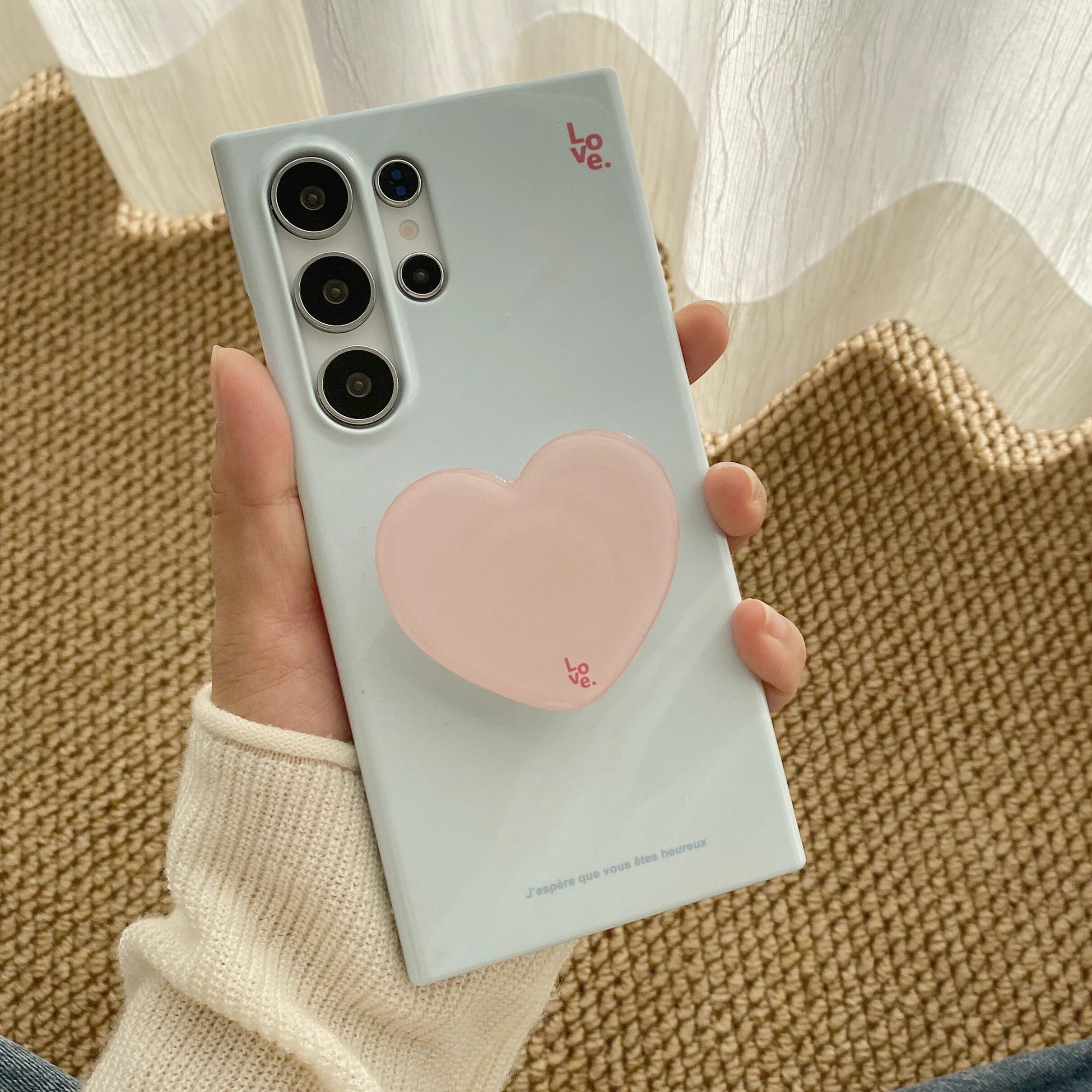 淡雅青适用于三星S24Ultra艺术菲林硬壳S23+小众设计S21Ultra半包s26+手机壳S22光面款新款ins保护套S25Ultra