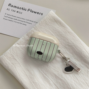 绿黑线条适用于Airpodspro耳机壳AirPods4创意耳机套aipods2/AirPodspro2/airpods3硬壳菲林光面小众可爱卡通